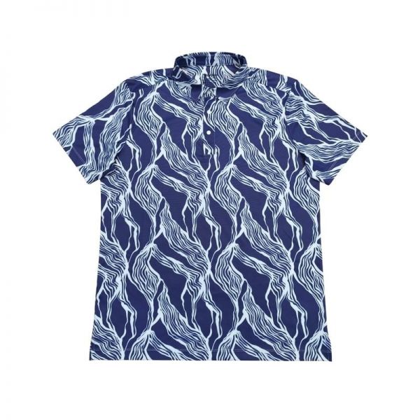 Abstract Wave Print Royal Blue Polo Shirt Spring Summer Manufacturers, Suppliers in Sialkot