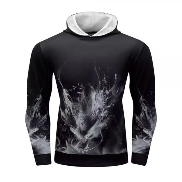 Black Abstract Smoke Graphic Print Sublimation Hoodie Manufacturers, Suppliers in Sialkot