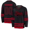 Black Ice Hockey Uniform Minimalist Classic Design Red Accent Name Number Manufacturers, Suppliers in Sialkot