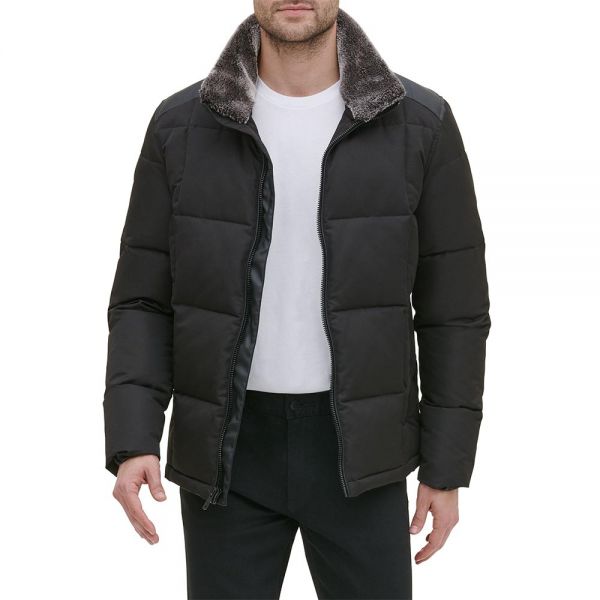 Black Puffer Jacket with Fur Collar for Winter Casual Wear Manufacturers, Suppliers in Sialkot