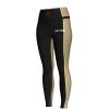 Black Womens Leggings Full Length Beige Contrast Panels for Workout and Running Manufacturers, Suppliers in Sialkot