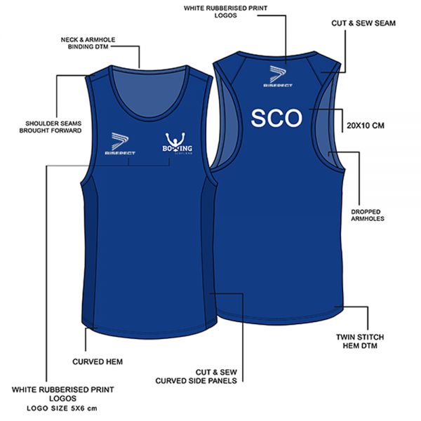 Blue Boxing Uniform Sleeveless Athletic Cut for Amateur and Professional Boxing Manufacturers, Suppliers in Sialkot