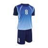 Blue Gradient Sports Uniform Set Short Sleeve Round Neck Jersey and Knee Length Shorts Manufacturers, Suppliers in Sialkot