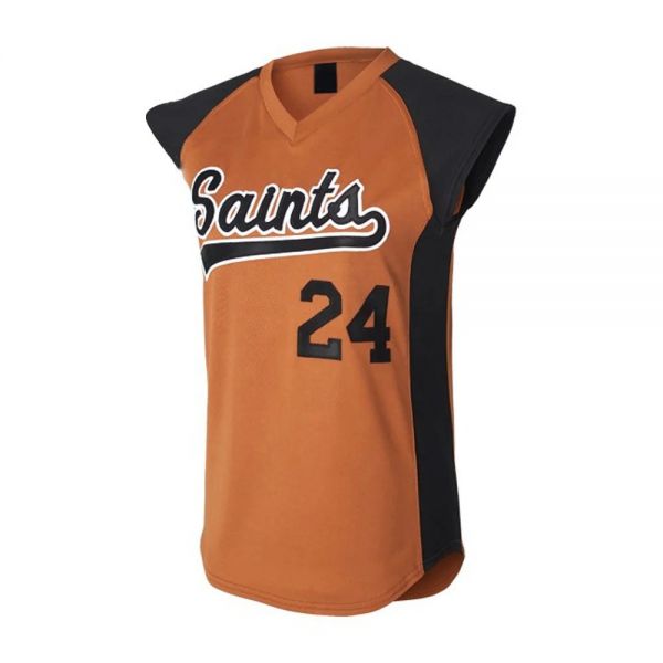 Brown and Black Softball Uniform Set Sleeveless V Neck Jersey and Black Pants Manufacturers, Suppliers in Sialkot