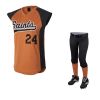 Brown and Black Softball Uniform Set Sleeveless V Neck Jersey and Black Pants Manufacturers, Suppliers in Sialkot
