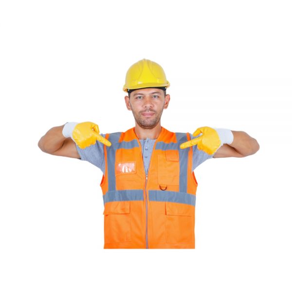 Construction Safety Vest Orange with Grey Reflective Stripes Unisex Regular Fit Manufacturers, Suppliers in Nizhnevartovsk
