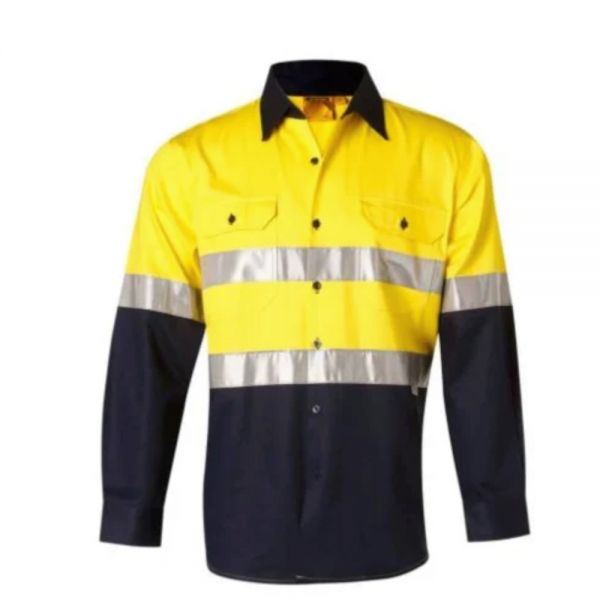 Cotton Safety Shirt Full Sleeve Yellow Black Workwear XL Size Manufacturers, Suppliers in Nizhnevartovsk