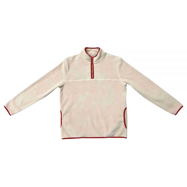 Cream Half Zip Pullover Sweatshirt with Zip Closure Pockets Manufacturers, Suppliers in Sialkot