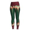 Dark Green Womens Leggings Full Length High Rise Slim Fit Color Blocked Panels for Workout Manufacturers, Suppliers in Sialkot