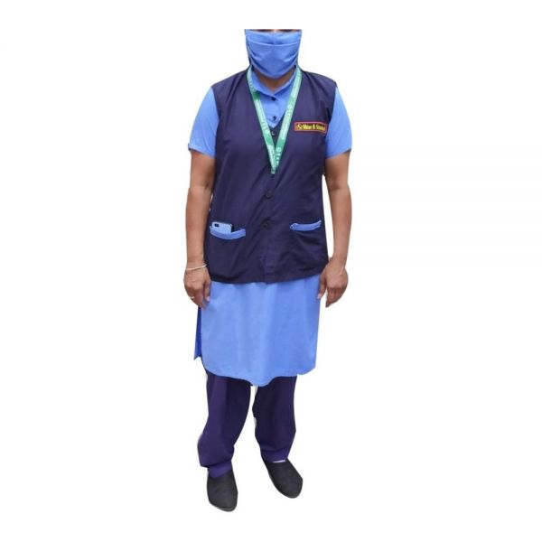 Hospital Cleaning Uniform for Women Cotton Corporate Set with Jacket and Mask Manufacturers, Suppliers in Nizhnevartovsk