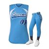 Light Blue Softball Uniform Set Sleeveless Jersey and Full Length Pants Manufacturers, Suppliers in Sialkot
