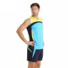 Light Blue Yellow and Black Sports Uniform Set Sleeveless V Neck Jersey and Dark Blue Shorts Manufacturers, Suppliers in Sialkot