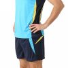 Light Blue Yellow and Black Sports Uniform Set Sleeveless V Neck Jersey and Dark Blue Shorts Manufacturers, Suppliers in Sialkot