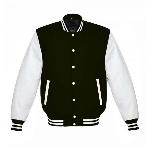 Mens Wool Cowhide Leather Varsity Jacket Classic Fit Collared Neck Manufacturers, Suppliers in Italy