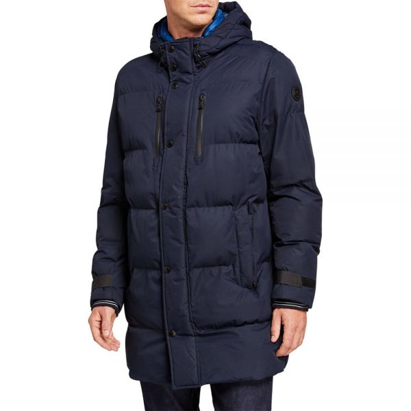 Navy Blue Hooded Puffer Jacket for Casual and Outdoor Winter Wear Manufacturers, Suppliers in Sialkot