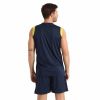 Navy Blue Red and Yellow Sports Uniform Set Sleeveless Round Neck Jersey and Above Knee Manufacturers, Suppliers in Sialkot