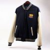 Navy Cream Varsity Jacket Featuring Ribbed Neck Design Manufacturers, Suppliers in Sialkot