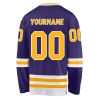 Personalized Ice Hockey Jersey Purple Mesh V Neck Gold White Stripes Name Number Manufacturers, Suppliers in Sialkot