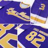 Personalized Ice Hockey Jersey Purple Mesh V Neck Gold White Stripes Name Number Manufacturers, Suppliers in Sialkot