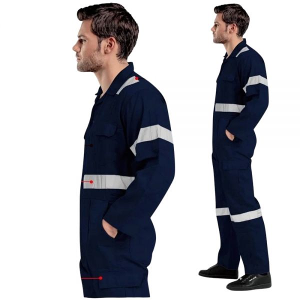 Premium Navy Blue Safety Coverall with White Reflective Stripes Regular Fit Manufacturers, Suppliers in Nizhnevartovsk