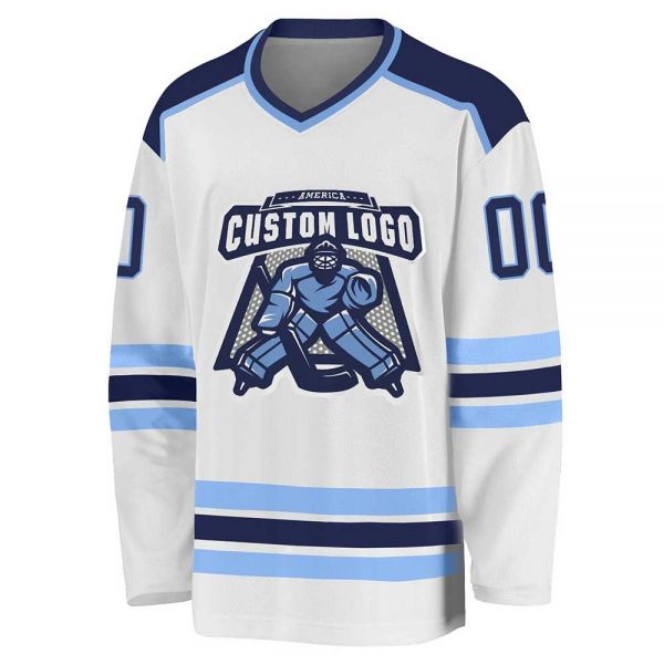 Professional Custom Ice Hockey Jersey White Polyester Mesh Sublimation Printed Manufacturers, Suppliers in Sialkot