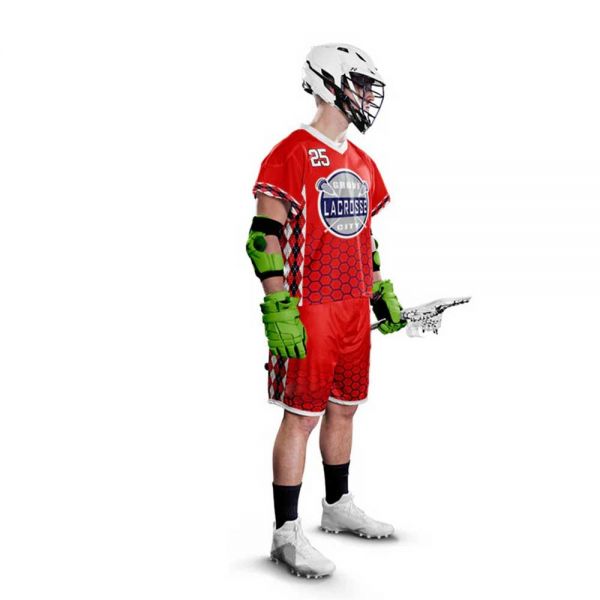 Red Lacrosse Uniform Jersey and Shorts Lightweight Breathable Polyester Athletic Fit Unisex Manufacturers, Suppliers in Sialkot