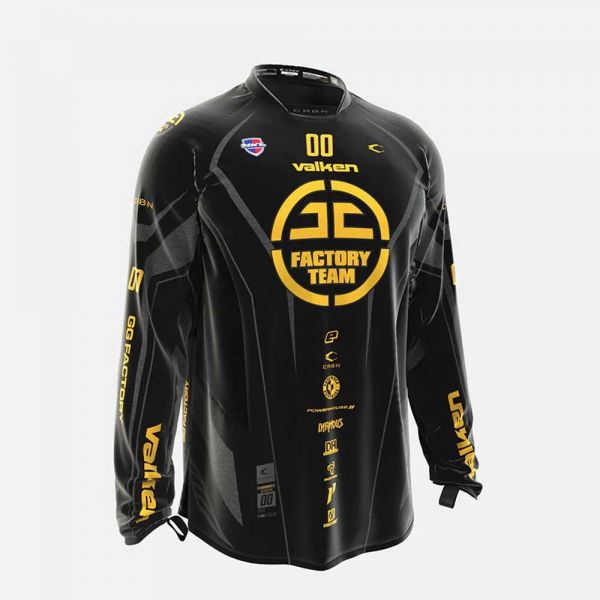 Unisex Paintball Uniform Black with Valken Factory Team and Sponsor Logos Manufacturers, Suppliers in Sialkot