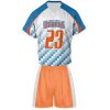 White Blue Light Blue and Orange Lacrosse Uniform Jersey and Shorts Athletic Fit Manufacturers, Suppliers in Sialkot