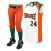 White Orange and Green Softball Uniform Set Sleeveless V Neck Jersey and Knee Length Pants Manufacturers, Suppliers in Sialkot