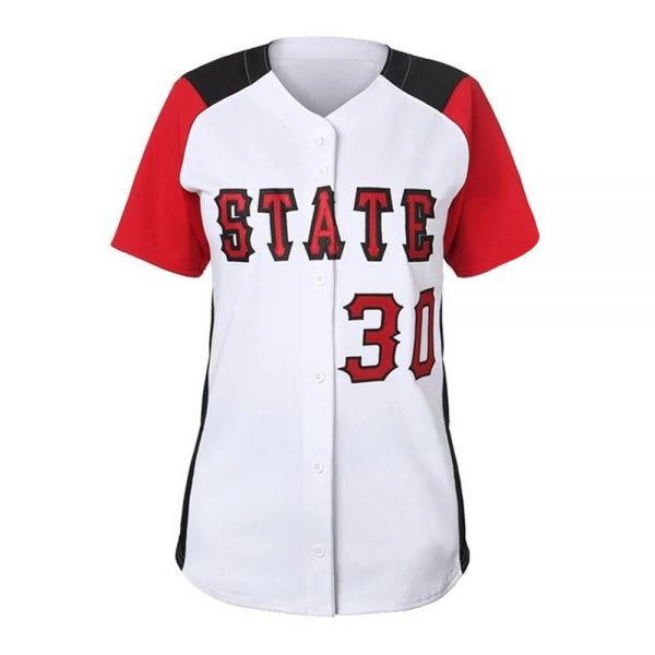 White Red and Black Softball Uniform Set Button Down Jersey and Black Pants Manufacturers, Suppliers in Sialkot