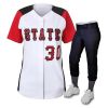 White Red and Black Softball Uniform Set Button Down Jersey and Black Pants Manufacturers, Suppliers in Sialkot